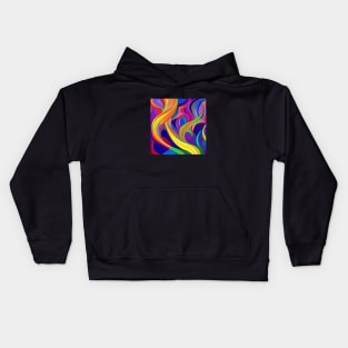 Multi-Colored Wavy Abstract Design Kids Hoodie